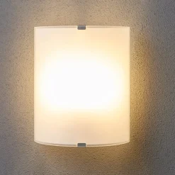 Lindby væglampe Phil, hvid, glas, højde 21 cm