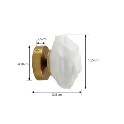 Lindby væglampe Piatra, opal/messing, glas, Ø 16 cm, G9