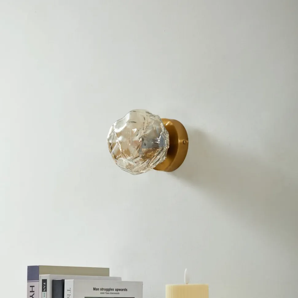 Lindby væglampe Piatra, rav/messing, glas, Ø 16 cm, G9