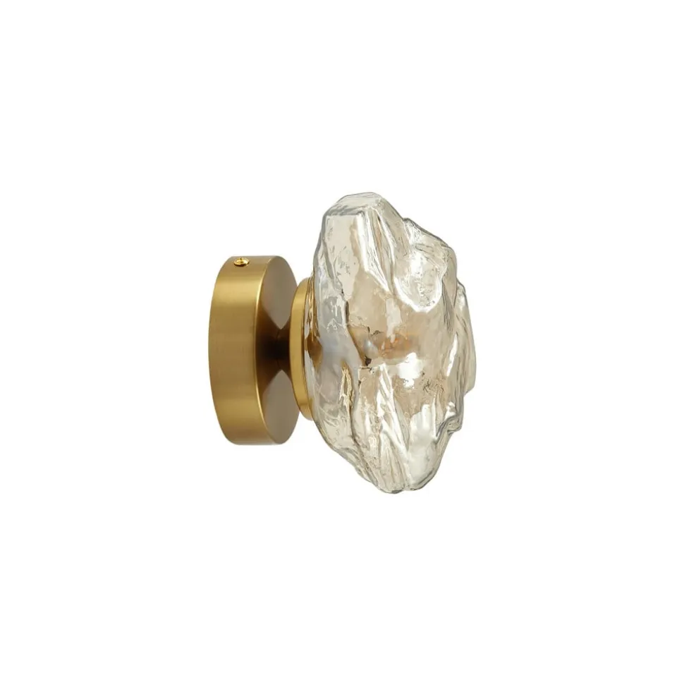Lindby væglampe Piatra, rav/messing, glas, Ø 16 cm, G9