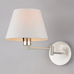 Lindby væglampe Pola, 30 cm, nikkel, udtrækkelig, tekstil