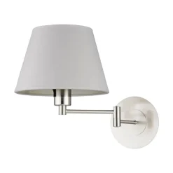 Lindby væglampe Pola, 30 cm, nikkel, udtrækkelig, tekstil
