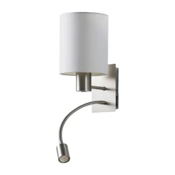 Lindby væglampe Shajan, 29 cm, tekstil, E27, LED-læselampe