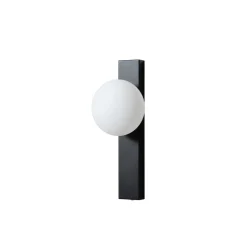 Lindby væglampe Tavrik, sort/hvid, højde 30 cm, glas