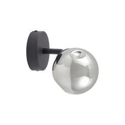 Lindby væglampe Valentina, grå/sort, glas, Ø 10 cm