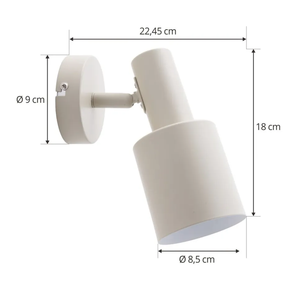 Lindby vægspot Ovelia, beige, metal, E27