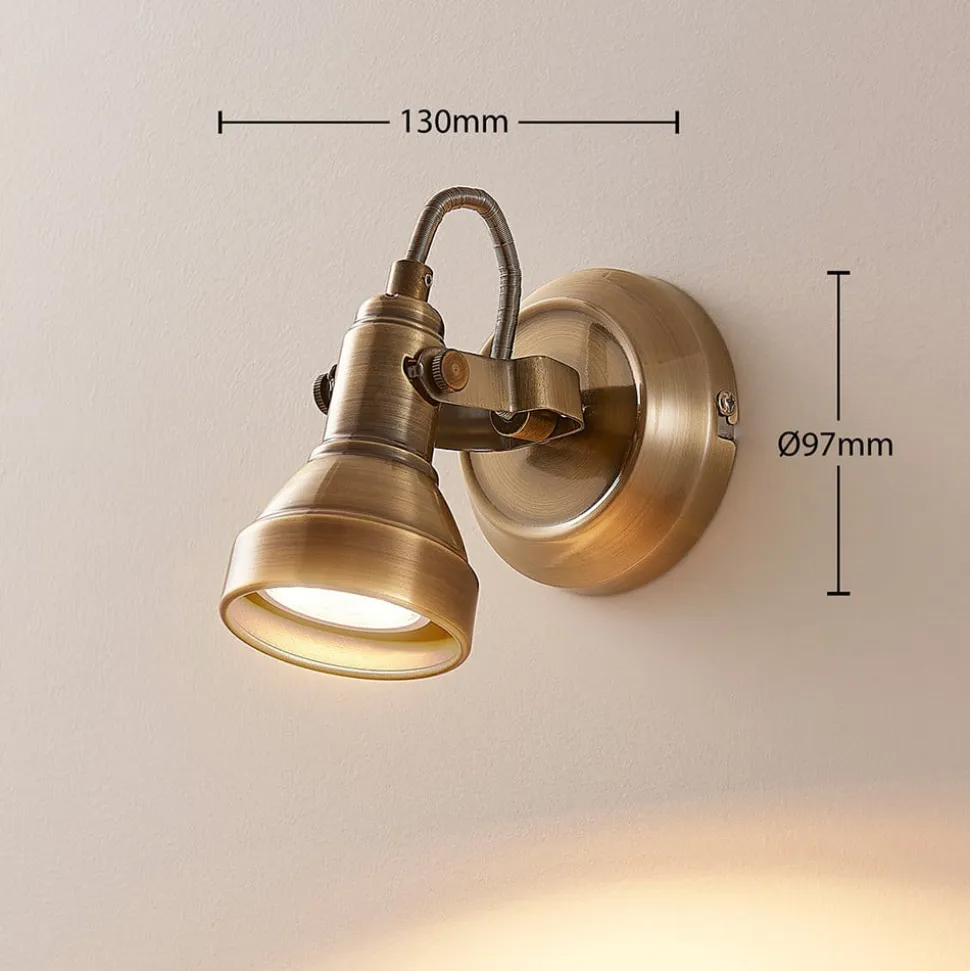 Lindby vægspot Perseas, antik messing, metal, 16 cm, GU10