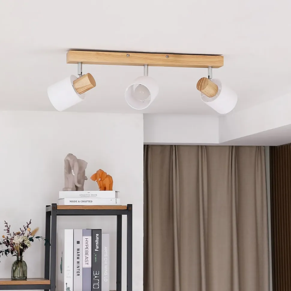 Lindby Wanessa loftspot, 47 cm, 3 lyskilder, hvid, træ, E14