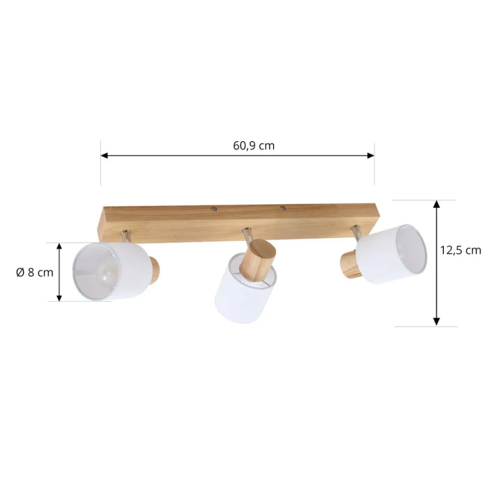 Lindby Wanessa loftspot, 47 cm, 3 lyskilder, hvid, træ, E14