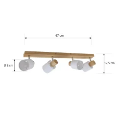 Lindby Wanessa loftspot, 67 cm, 4 lyskilder, træ, hvid, E14