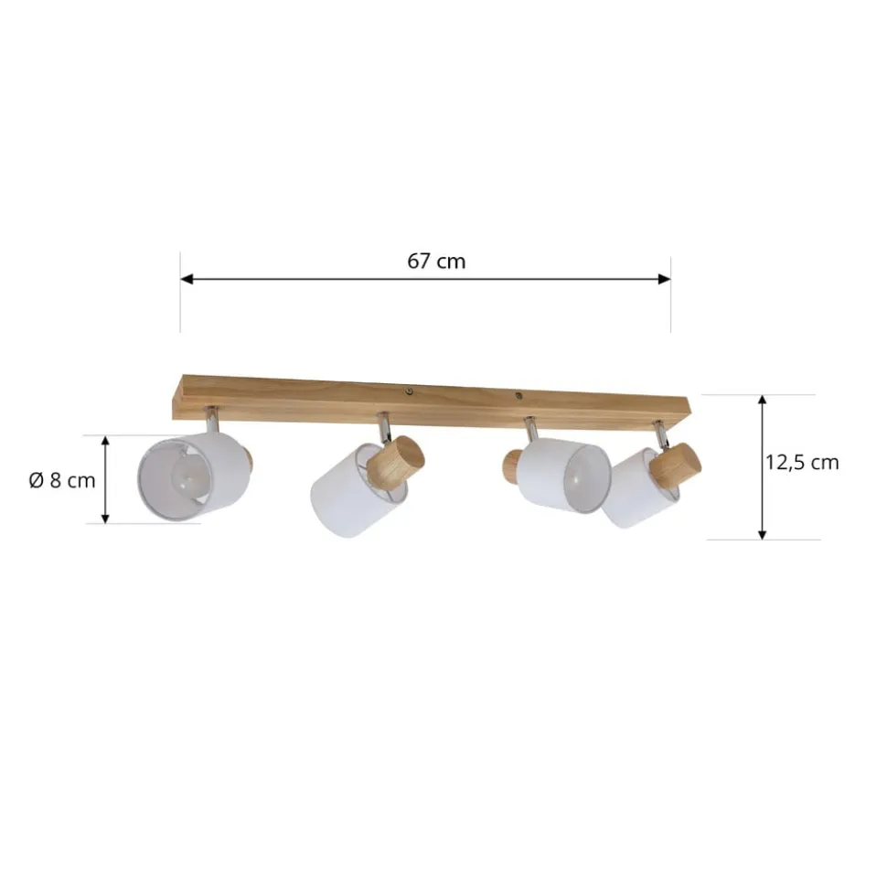 Lindby Wanessa loftspot, 67 cm, 4 lyskilder, træ, hvid, E14