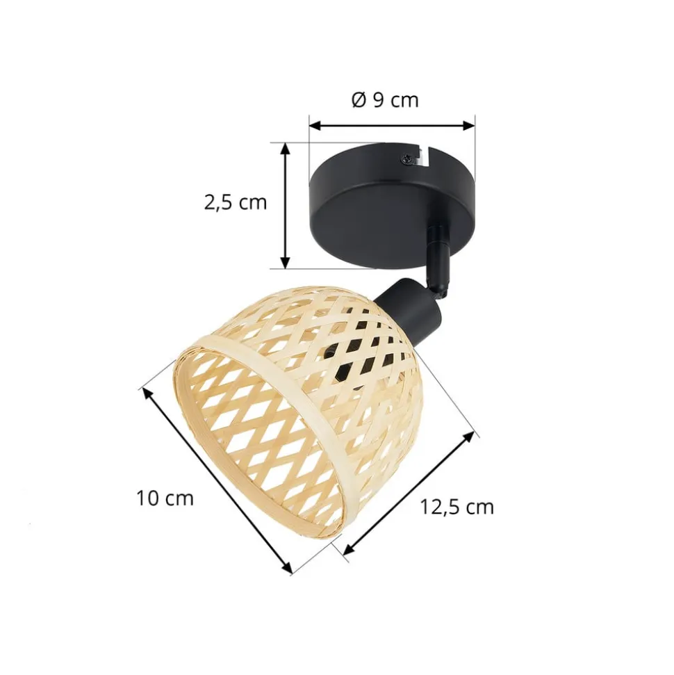 Lindby Youstin loftspot, Ø 12,5 cm, bambus, E14
