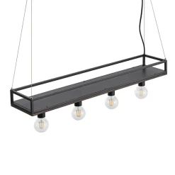 Lindby-pendel Kirista, 4-lys, sort, træ, 100 cm