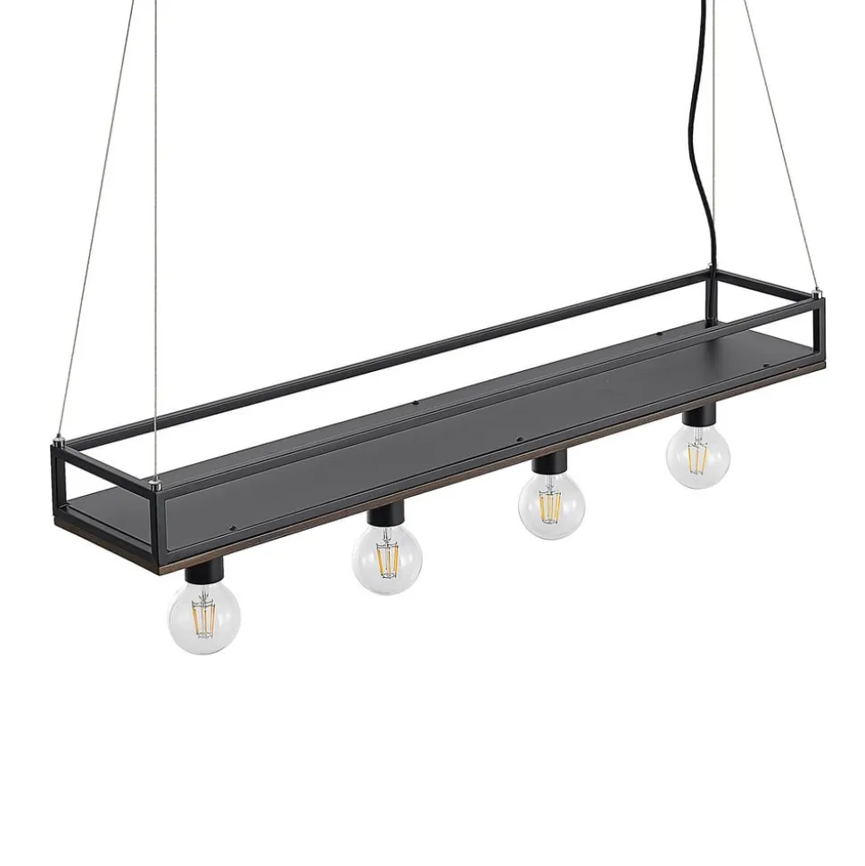 Lindby-pendel Kirista, 4-lys, sort, træ, 100 cm