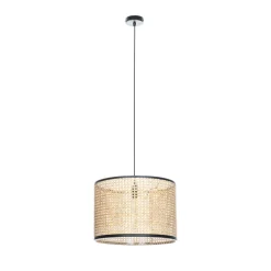 Lindby-pendel Yaelle, Ø 40 cm, rattan, sort, E27
