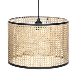 Lindby-pendel Yaelle, Ø 40 cm, rattan, sort, E27