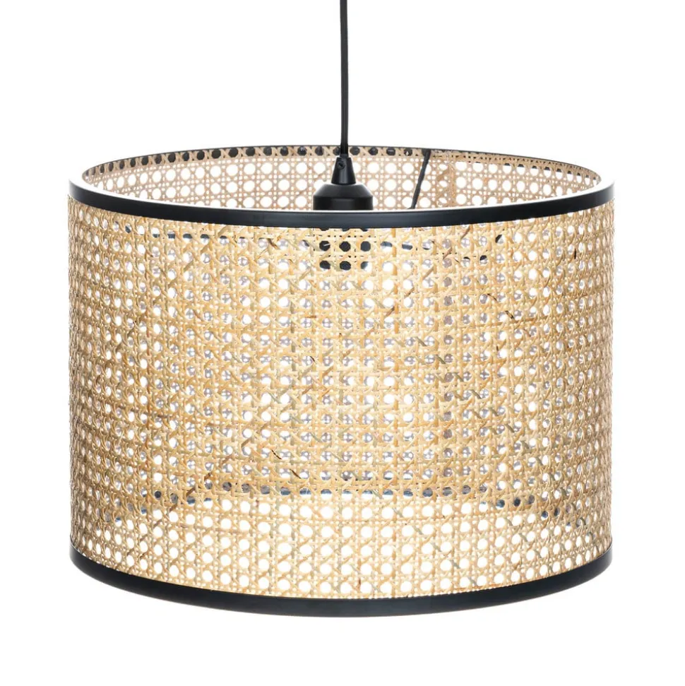 Lindby-pendel Yaelle, Ø 40 cm, rattan, sort, E27