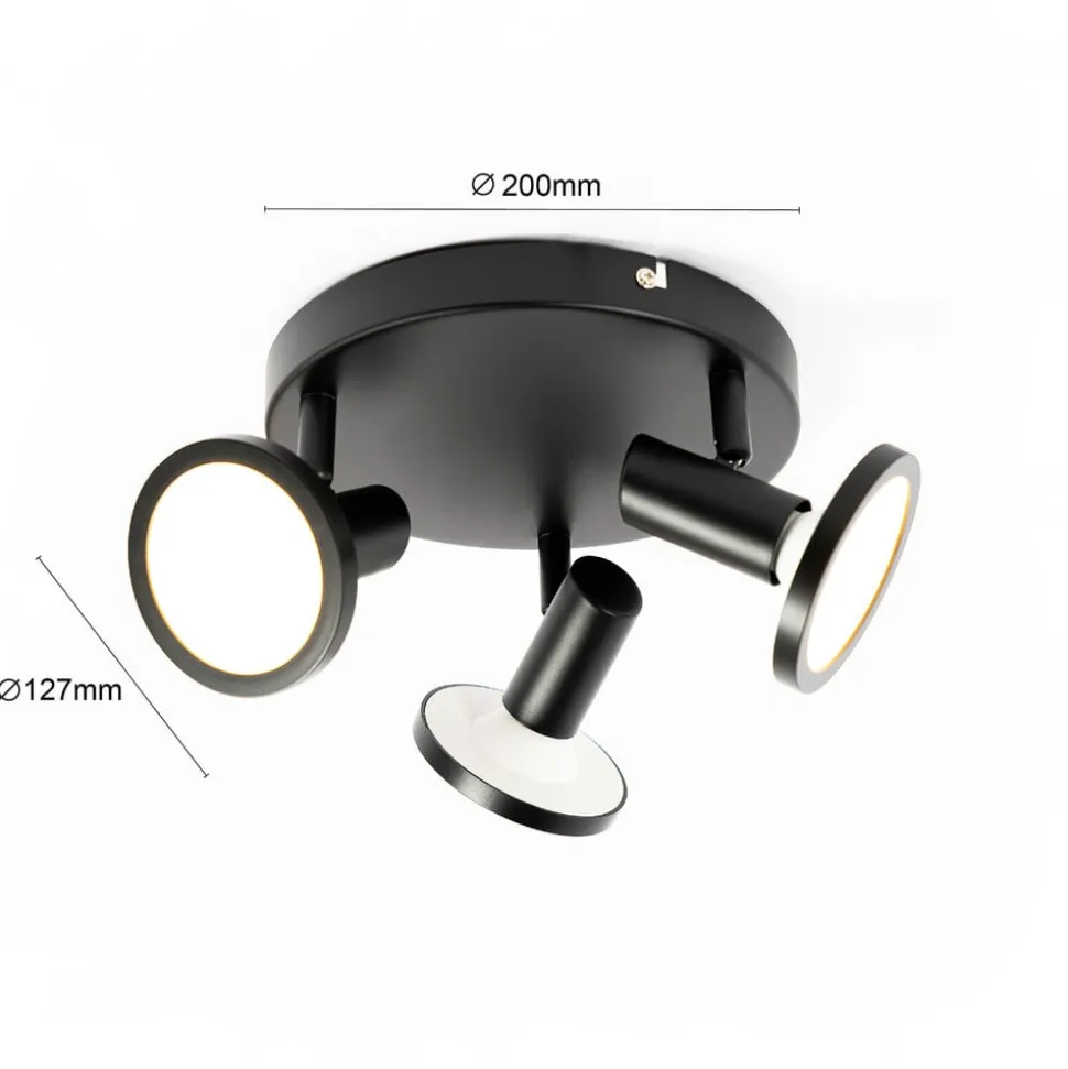 Lindby-spot Ilda, 3-lys, Ø 20 cm, sort, jern