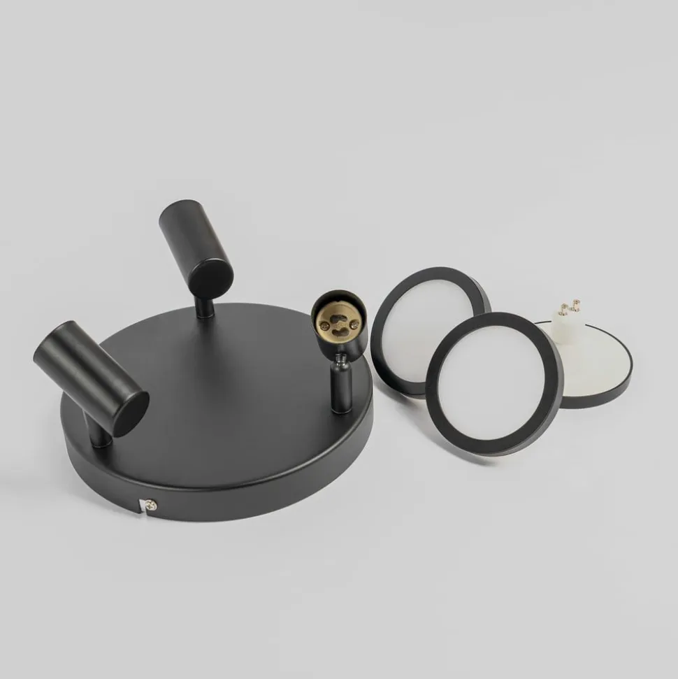 Lindby-spot Ilda, 3-lys, Ø 20 cm, sort, jern