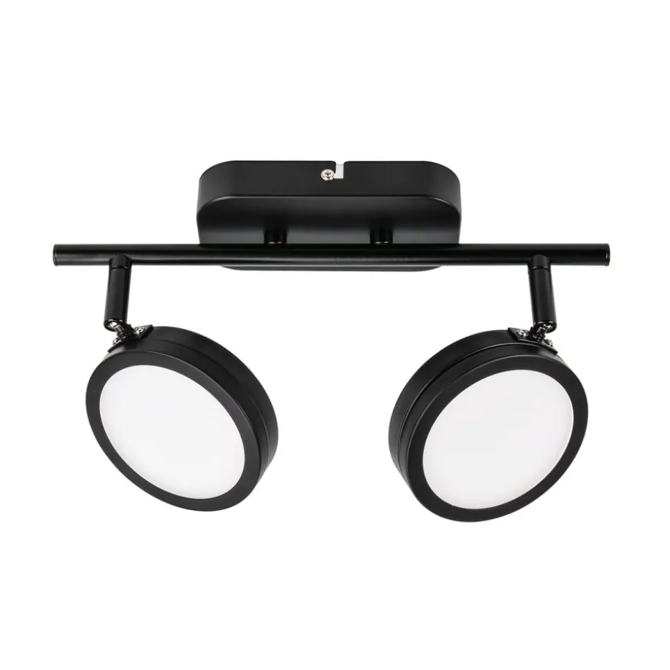 Lindby-spot Neros, sort, 2-lys, 31,5 cm, CCT, jern