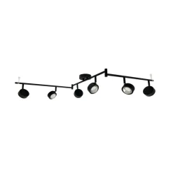 Lindby-spotlight Jyla, sort, linse, 4.200 K, 6-lys, GX53