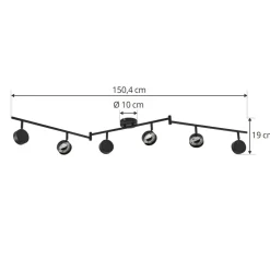 Lindby-spotlight Jyla, sort, linse, 4.200 K, 6-lys, GX53