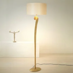 Lino gulvlampe, guldfarvet/ecru, højde 160 cm, jern