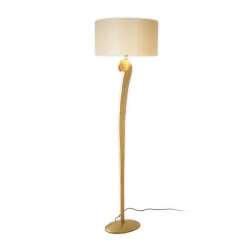 Lino gulvlampe, guldfarvet/ecru, højde 160 cm, jern