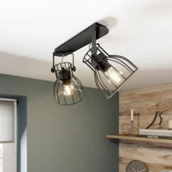Loftlampe Alano, sort, 2 lyskilder