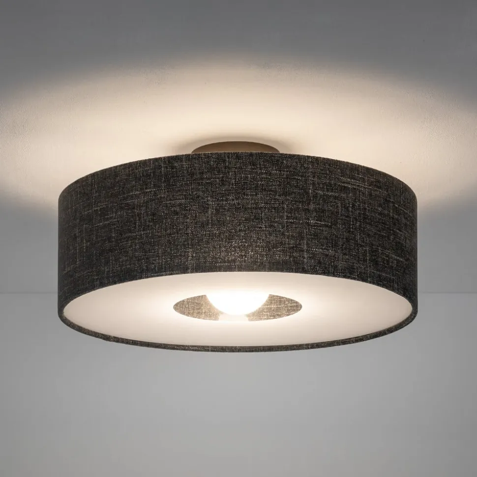 Loftlampe Amarela M, sort melange, tekstil, E27