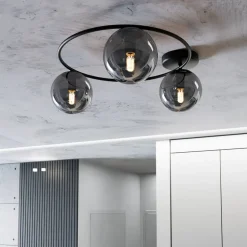 Loftlampe Ascella, 3 lyskilder, sort/grafit