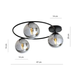 Loftlampe Ascella, 3 lyskilder, sort/grafit