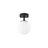 Loftlampe Atmaca, 1 lyskilde, sort, glas, Ø 15 cm