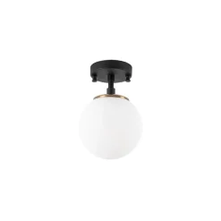 Loftlampe Atmaca, 1 lyskilde, sort, glas, Ø 15 cm