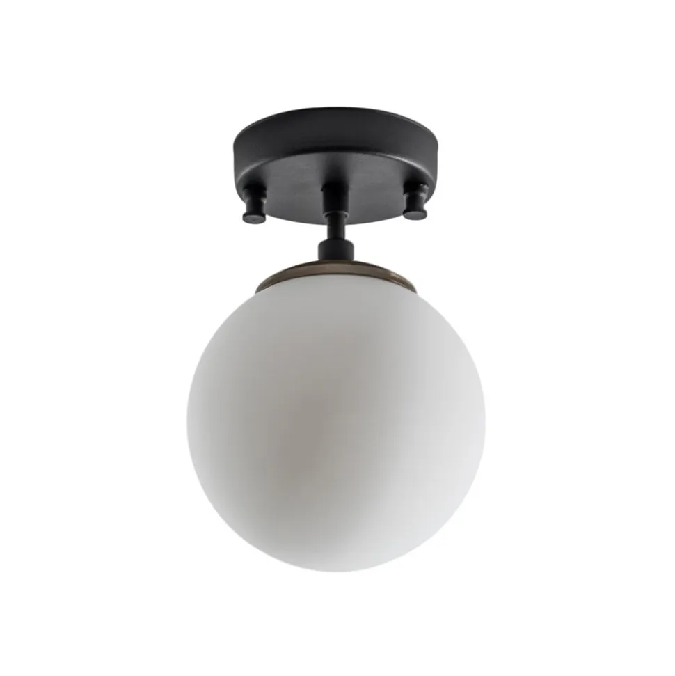 Loftlampe Atmaca, 1 lyskilde, sort, glas, Ø 15 cm