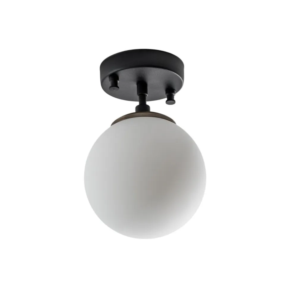 Loftlampe Atmaca, 1 lyskilde, sort, glas, Ø 15 cm