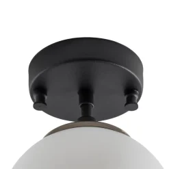 Loftlampe Atmaca, 1 lyskilde, sort, glas, Ø 15 cm