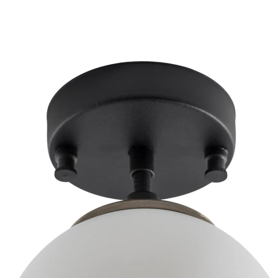 Loftlampe Atmaca, 1 lyskilde, sort, glas, Ø 15 cm