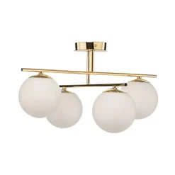 Loftlampe Aurora, guld, Ø 50 cm, 4 lyskilder, glas, E14