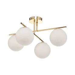 Loftlampe Aurora, guld, Ø 50 cm, 4 lyskilder, glas, E14