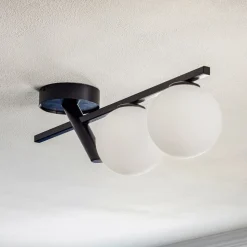 Loftlampe Baleo, sort/opal, 2 lyskilder
