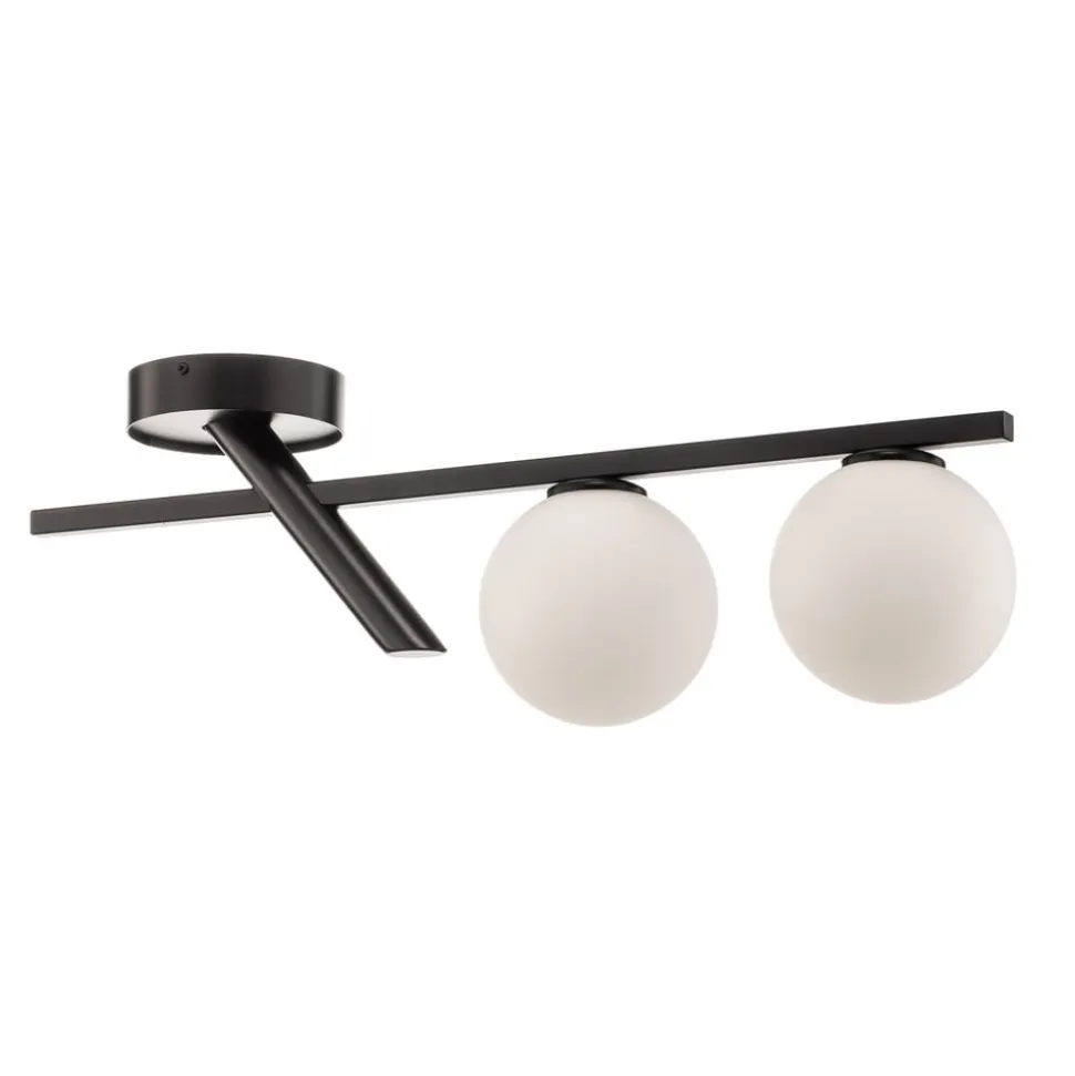 Loftlampe Baleo, sort/opal, 2 lyskilder