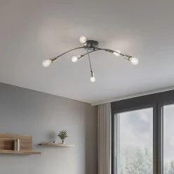 Loftlampe Banana, sort, metal, 67 cm, 6 lyskilder, E27