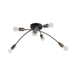 Loftlampe Banana, sort, metal, 67 cm, 6 lyskilder, E27
