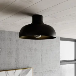 Loftlampe Basca, udvendig sort, indvendig guld