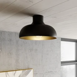 Loftlampe Basca, udvendig sort, indvendig guld