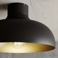 Loftlampe Basca, udvendig sort, indvendig guld