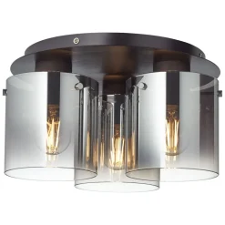 Loftlampe Beth med røgglas, 3 lyskilder