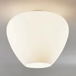 Loftlampe Bibiane i glas, opalhvid