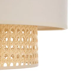 Loftlampe Boho, Ø 45 cm, creme-hvid/rattan